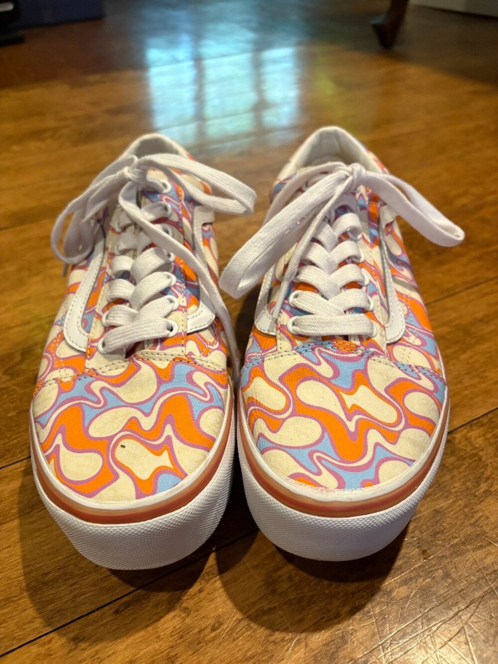 Vans Women's Old Skool Stacked UV Ink Peace Platform Shoes White Purple Size 10
